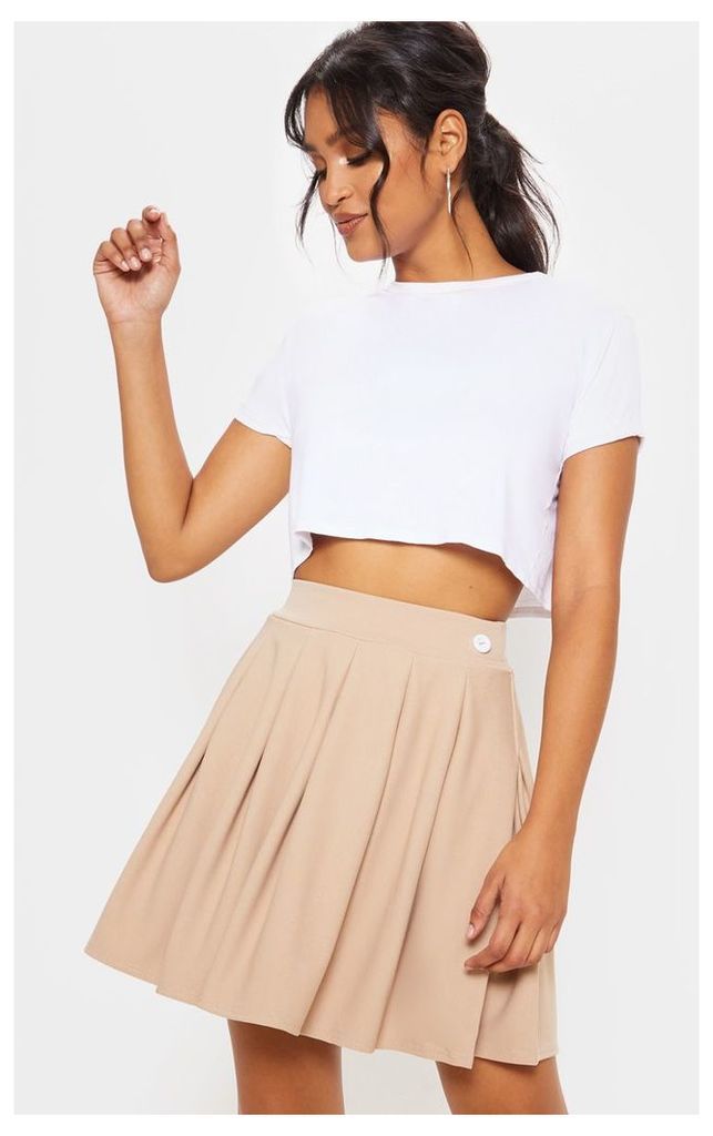 Stone Pleated Tennis Skirt, White