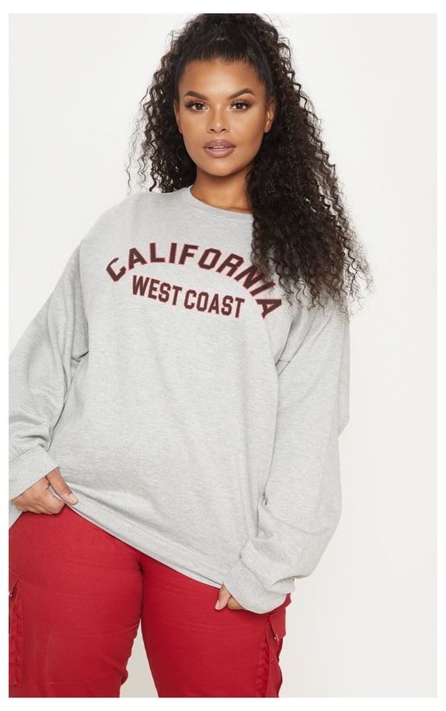 Plus Grey Marl California Oversized Sweater, Grey