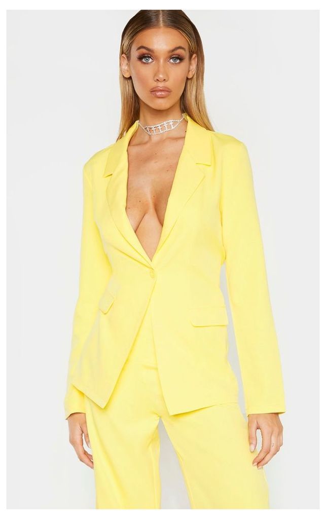 Tall Lemon Oversized Woven Suit Blazer, Yellow