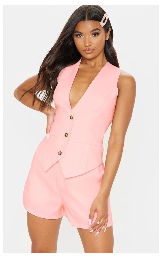 Pastel Pink Fitted Waistcoat, Pastel Pink