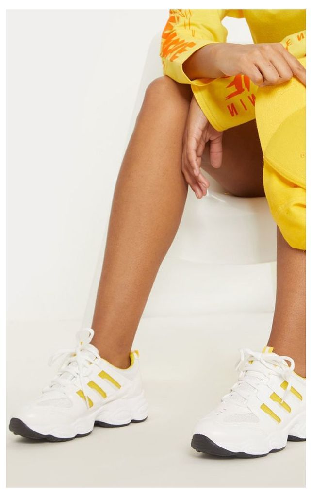 Yellow Cut Out Panel Lace Up Trainer, Yellow