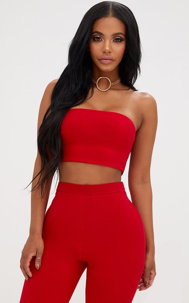 Shape Red Bandeau Crop Top, Red