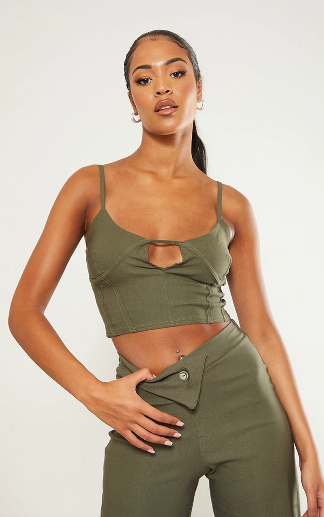 Tall Olive Strappy Corset Top