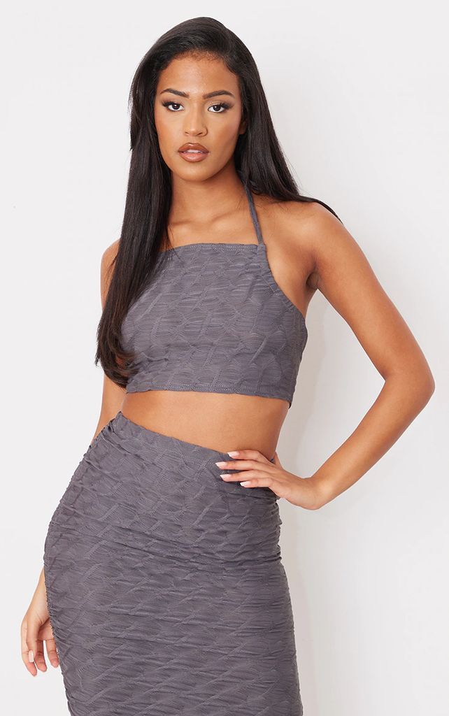 Tall Charcoal Knitted Halter Bandeau