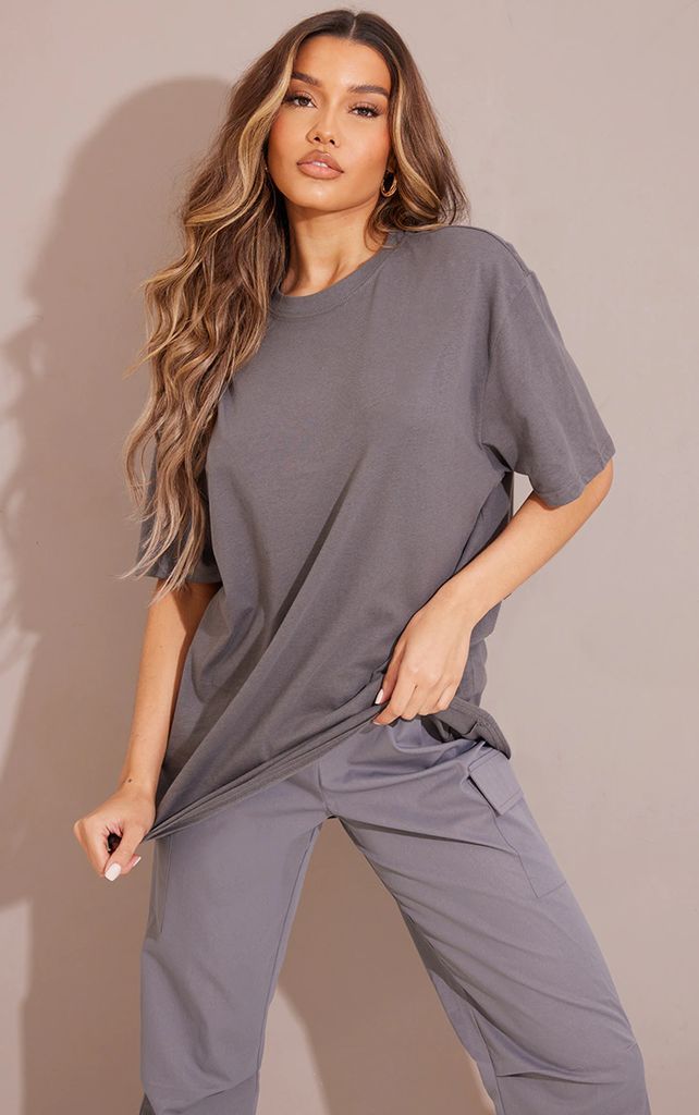 Cotton Charcoal Oversized T-Shirt, Grey