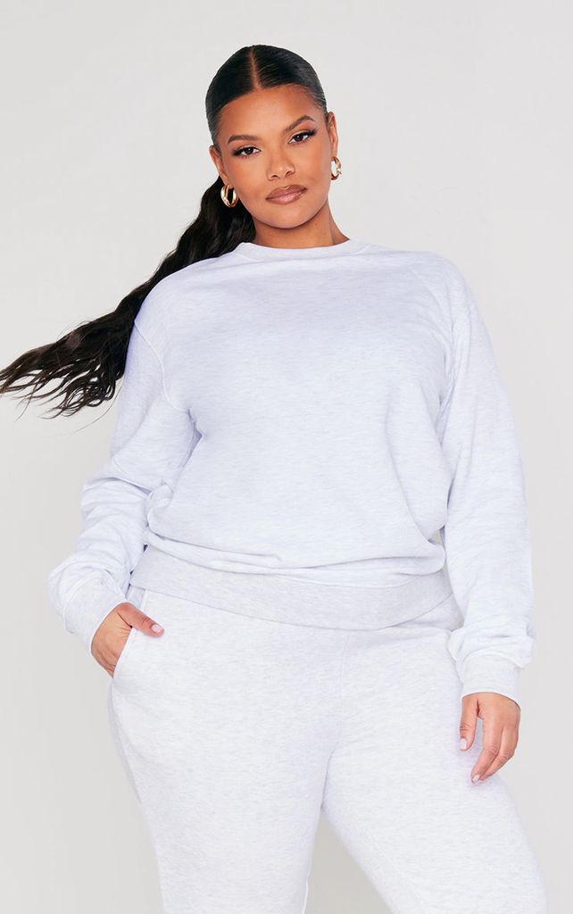 Plus Ash Grey Marl Ultimate Oversized Fit Sweatshirt, Grey Marl