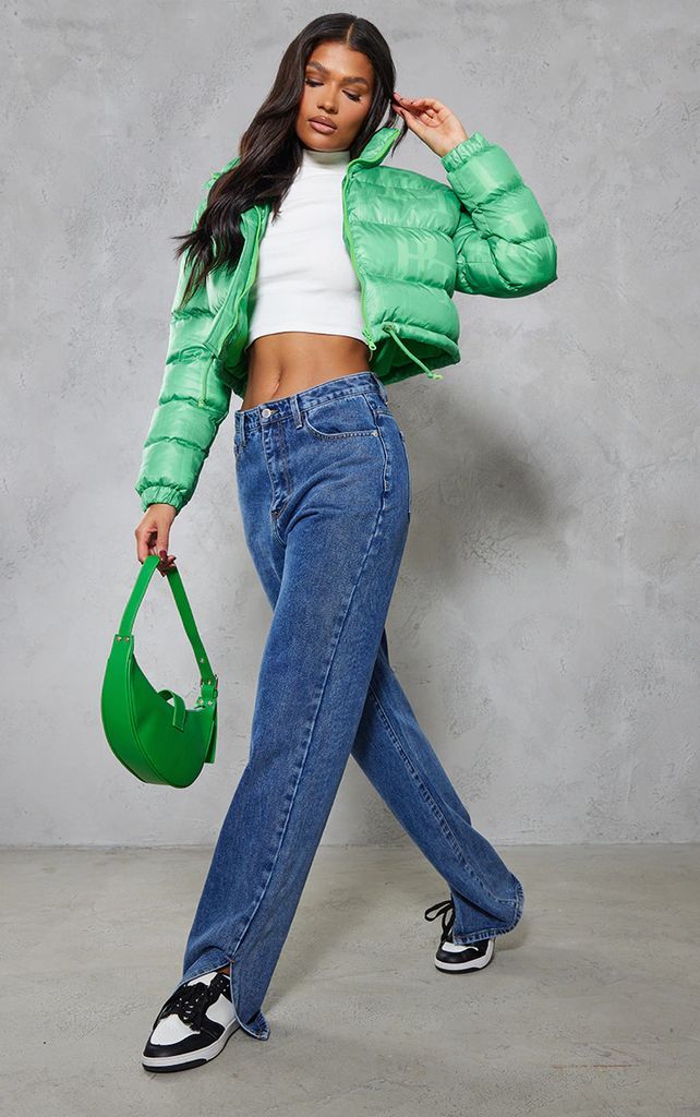 Green Crop Puffer Jacket