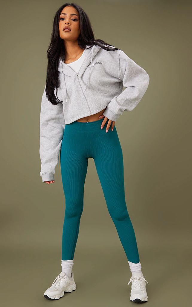 Tall Teal Green Structured Contour Ribbed Leggings