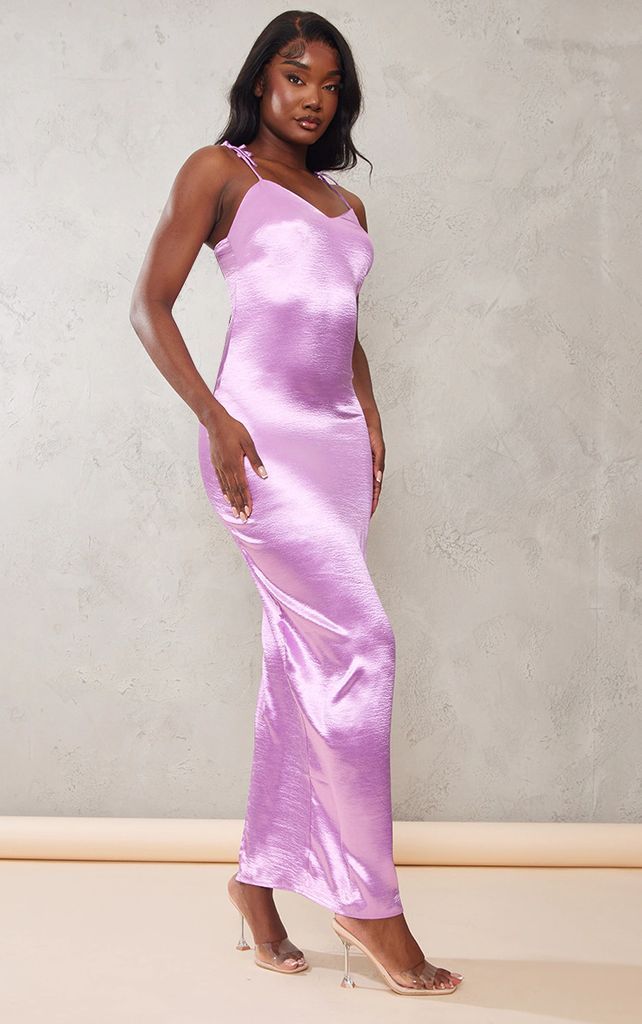 Tall Lilac Satin Maxi Dress, Purple
