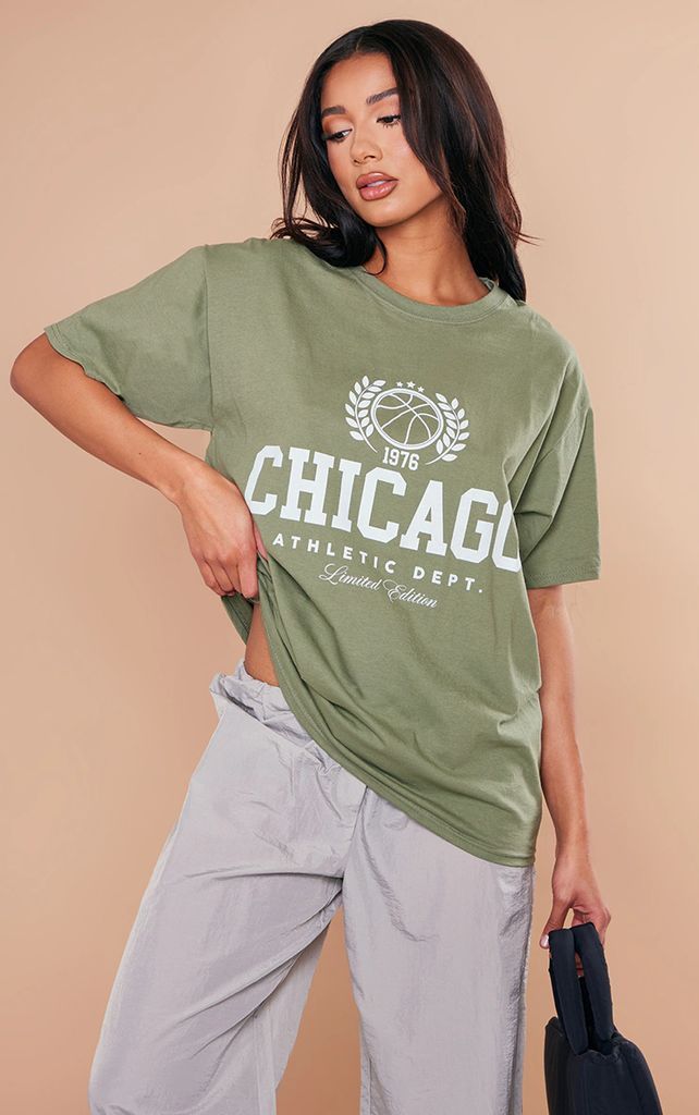 Khaki Chicago New Print Tshirt, Green