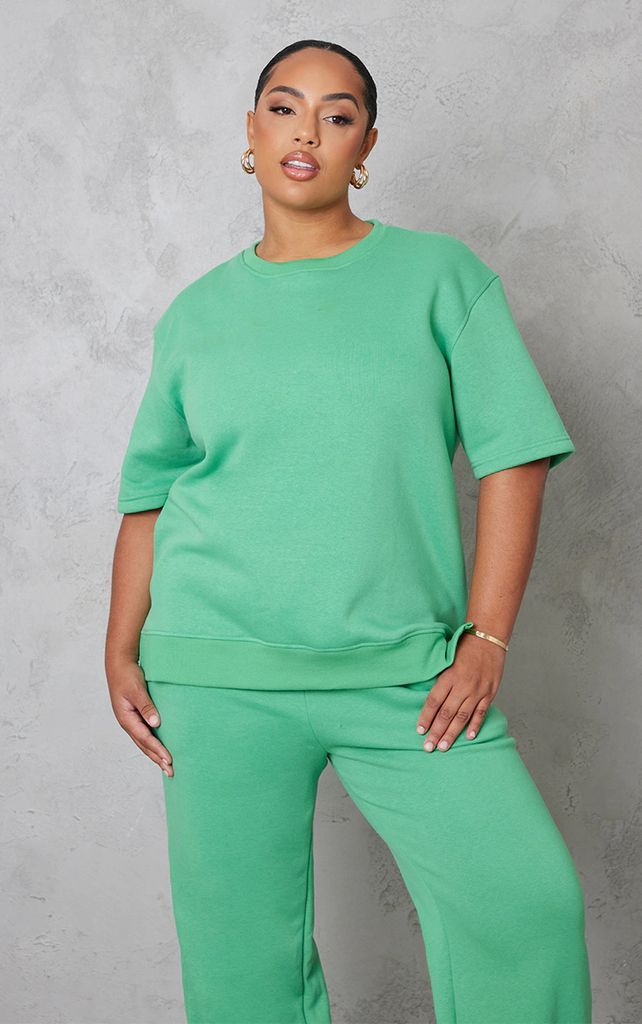 Plus Bright Green Oversized Sweat T-shirt