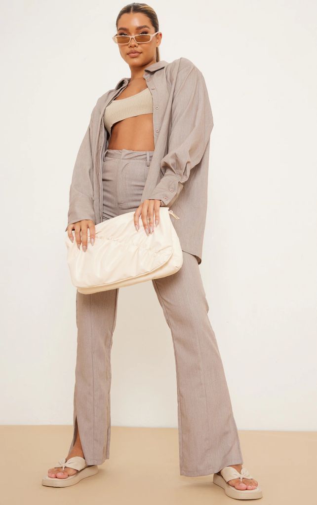 Camel High Waisted Wide Leg Trousers