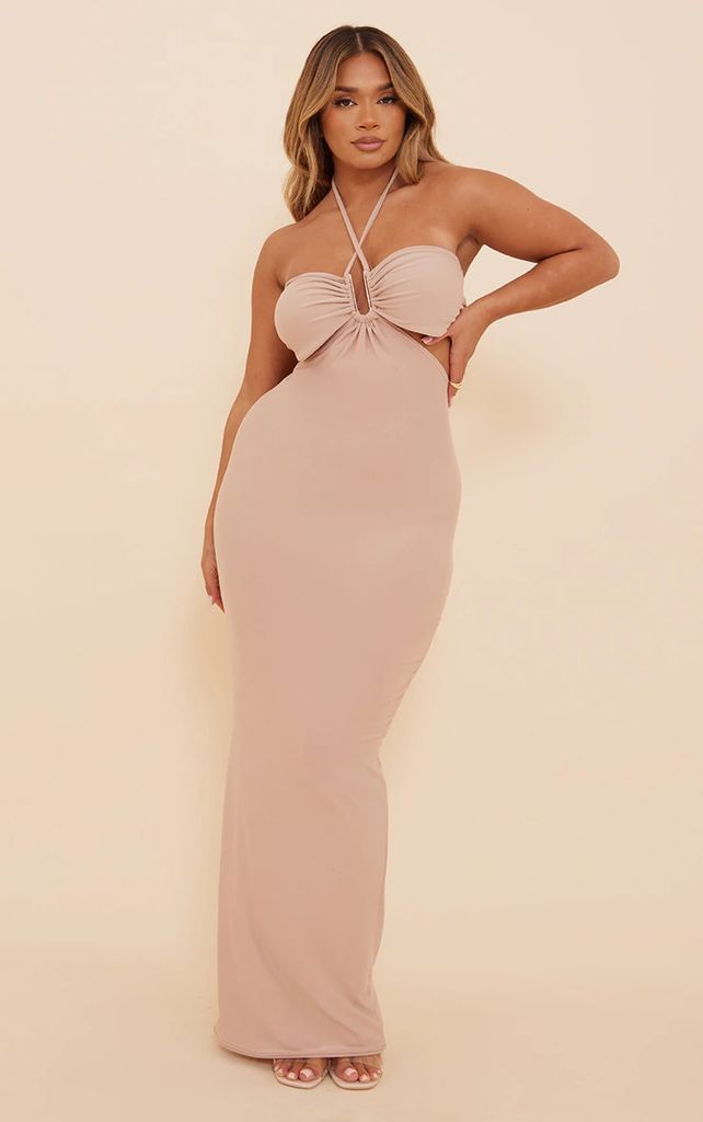 Shape Rose Ring Detail Cut Out Maxi Dress, Pink