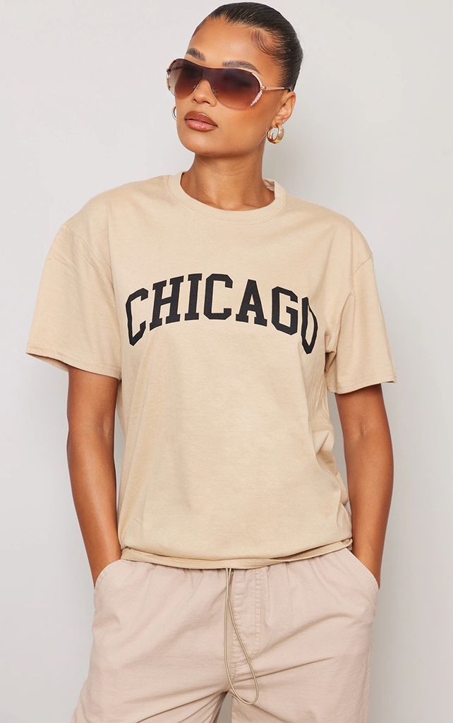 Stone Chicago Print T Shirt, White