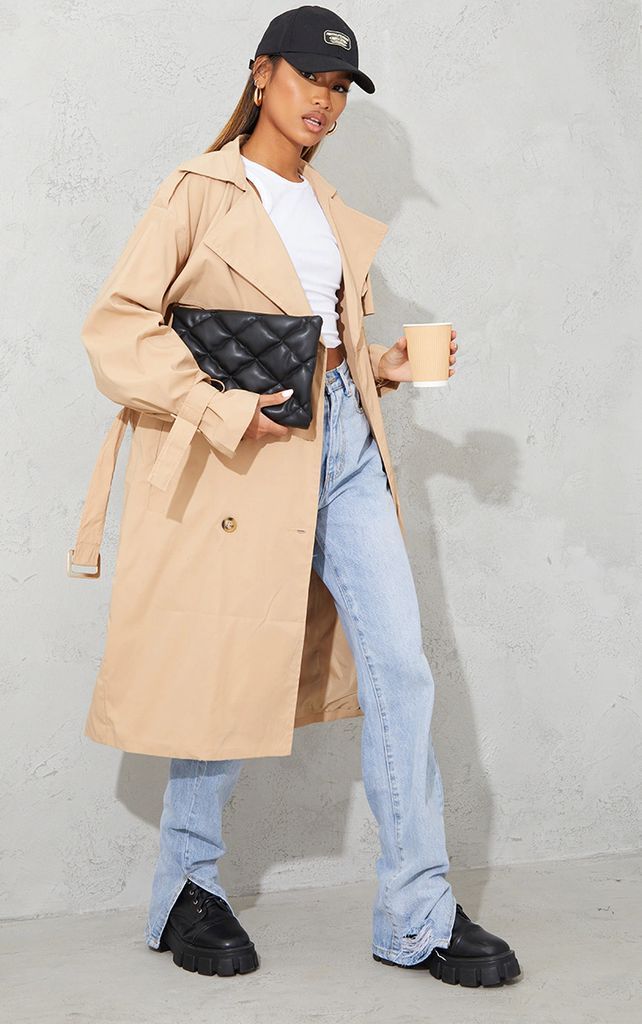 Camel Oversized Belted Midi Trench, Camel