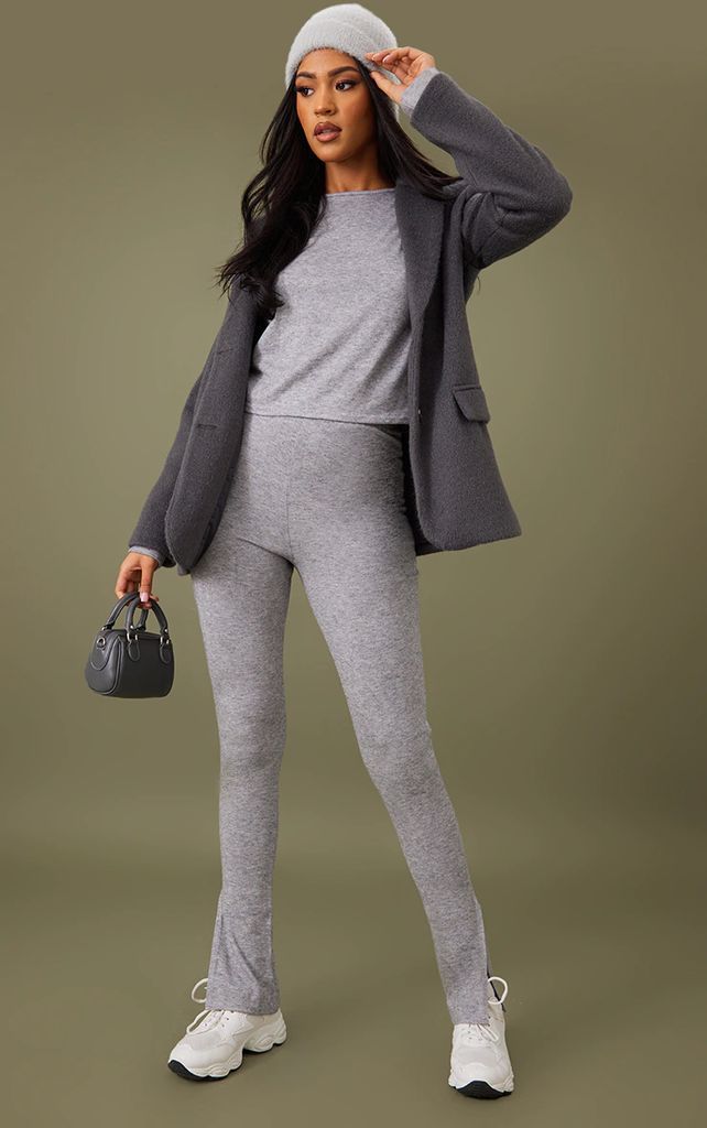 Tall Moss Grey Casual Flared Trousers