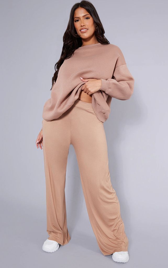 Shape Taupe Jersey Wide Leg Trousers
