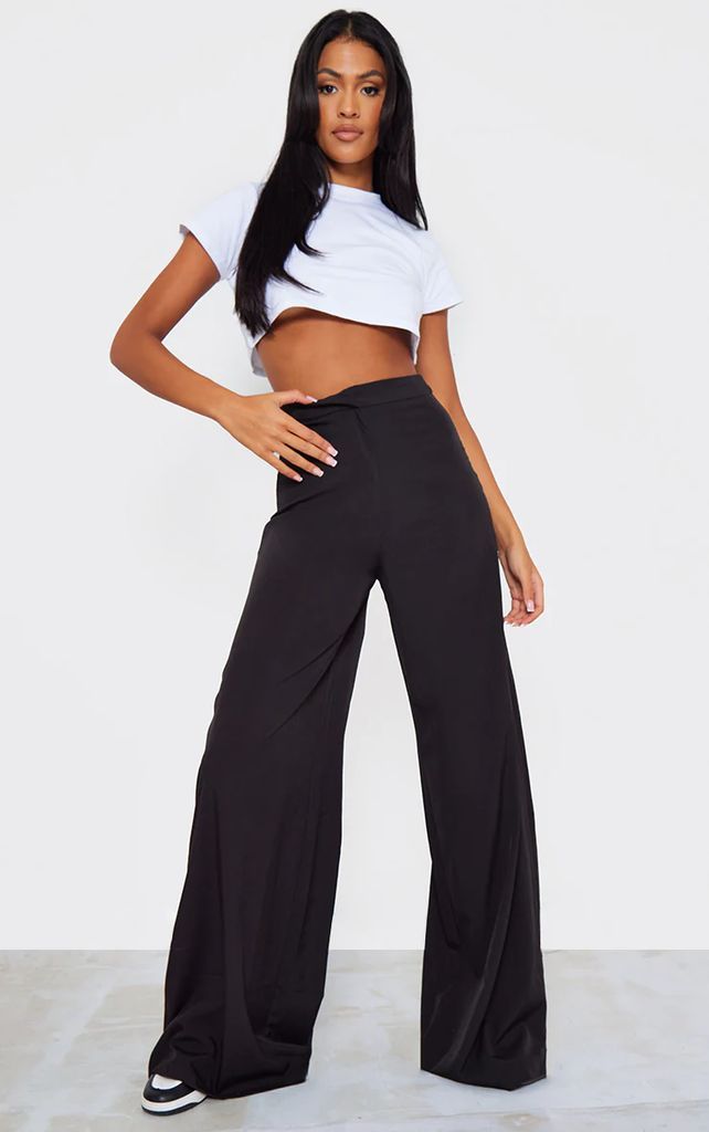 Tall Black Tailored Extreme Wide Leg Trousers