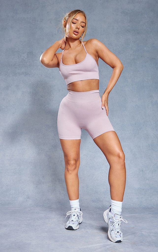 Dusty Pink Basic Seamless Booty Shorts, Dusty Pink