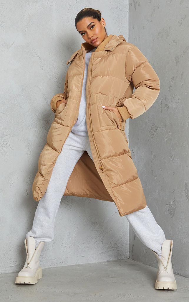 Stone Maxi Hooded Puffer