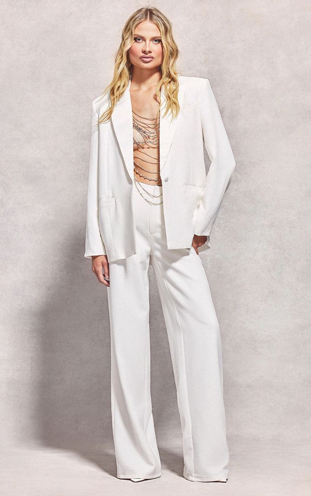 White Oversized Tailored Blazer, White