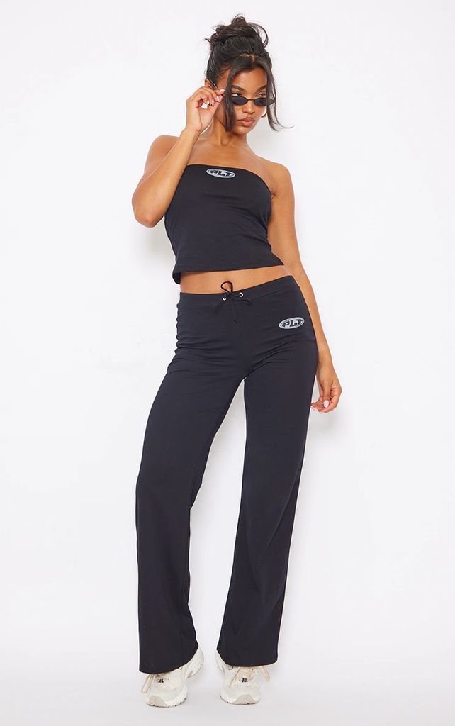 Black Badge Low Rise Straight Leg Trousers, Black