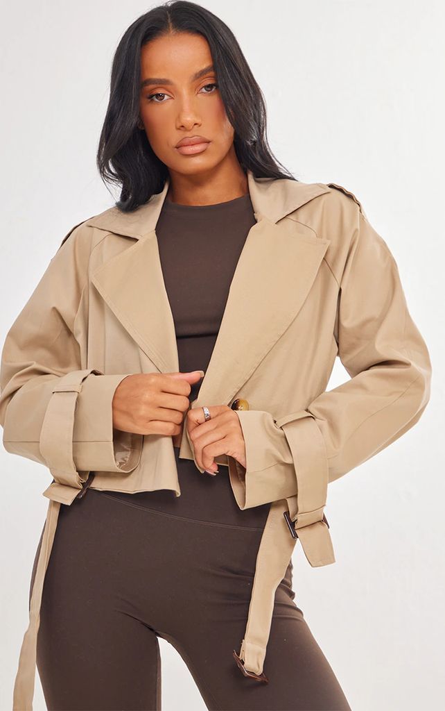 Camel Cropped Trench Coat, Camel