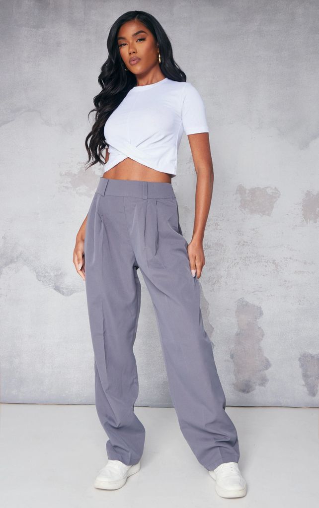 Charcoal Grey Peach Skin Balloon Oversized Trousers