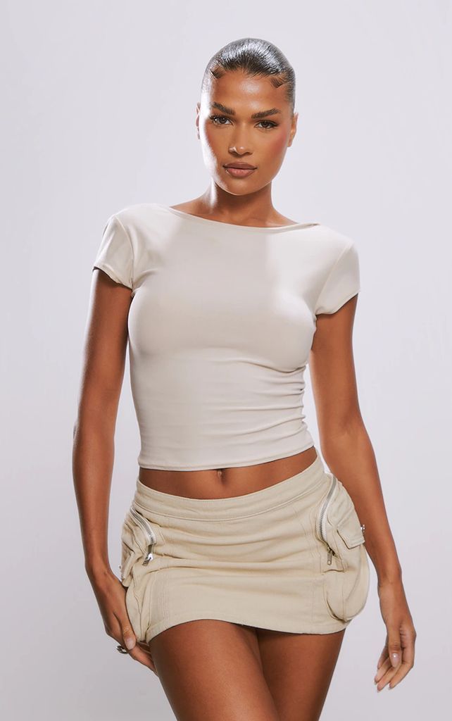 Stone Soft Touch Backless Long Top, White