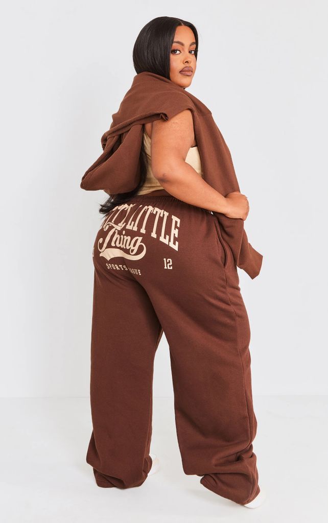 Plus Chocolate Bum Printed Straight Leg Joggers, Chocolate