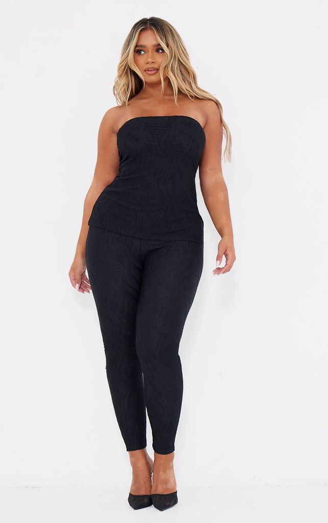 Shape Black Textured High Waisted Leggings, Black