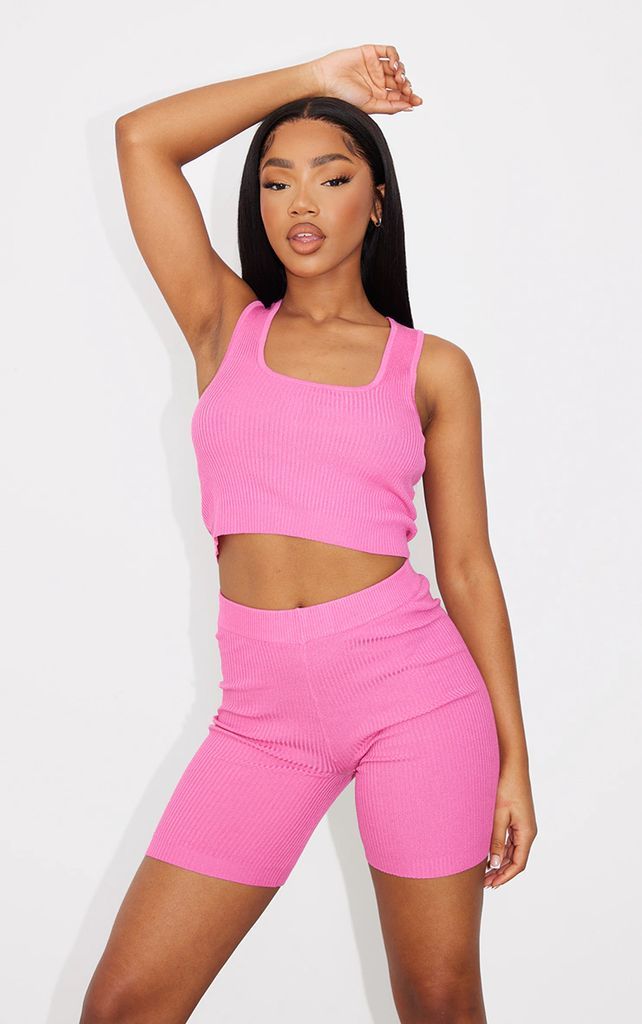 Bright Pink Basic Knitted Vest
