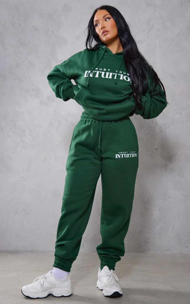 Forest Green Trust Your Intuition Slogan Joggers