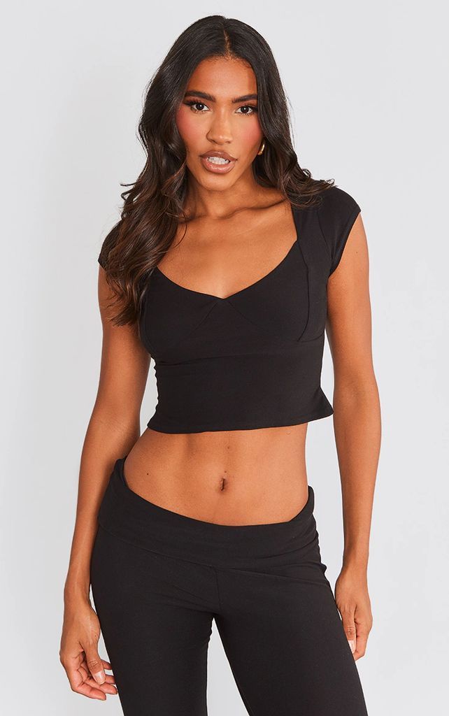 Black Soft Touch Bust Cup Detail Top, Black