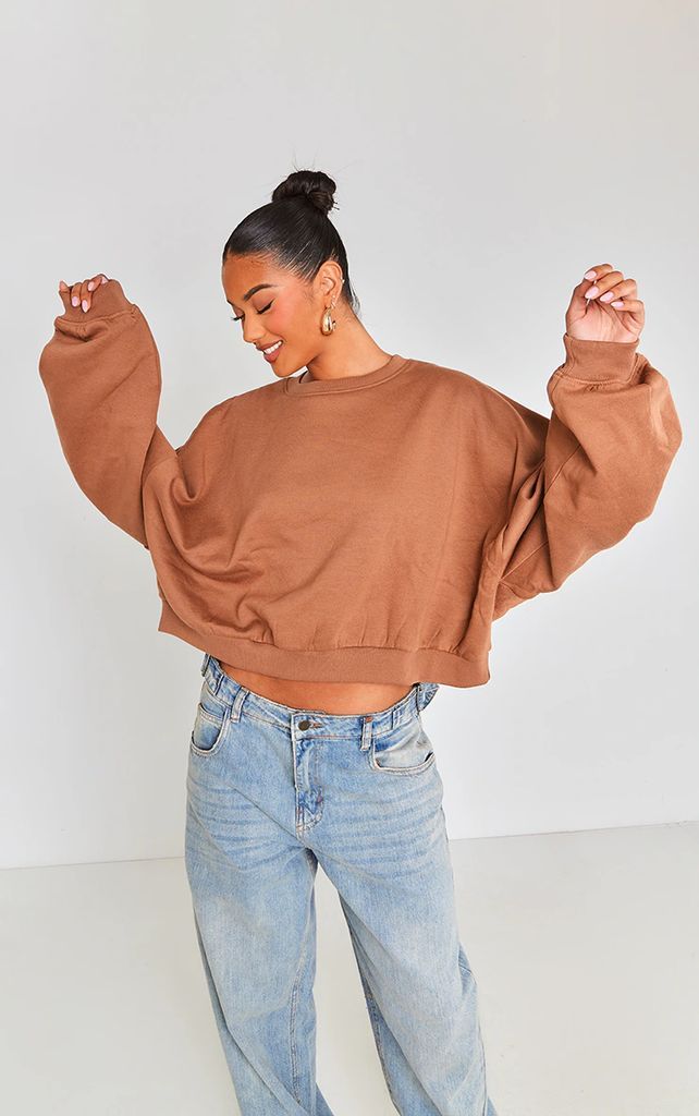 Mocha Oversized Boxy Sweatshirt, Brown