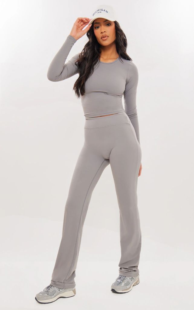 Tall Charcoal Contour Sculpt Flare Trousers, Grey