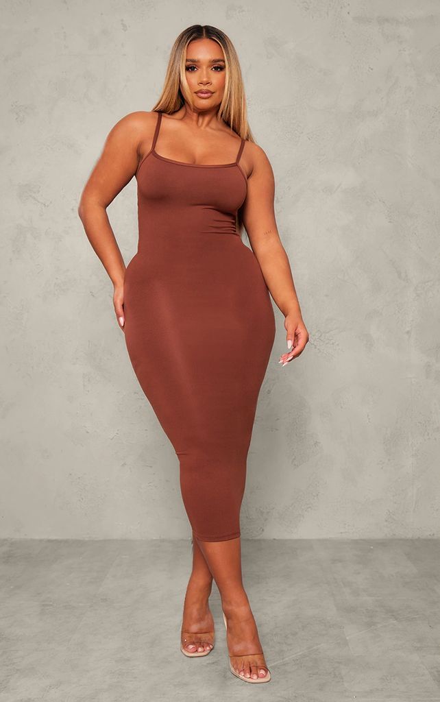 Shape Chocolate Brown Sculpted Maxi Dress, Chocolate Brown