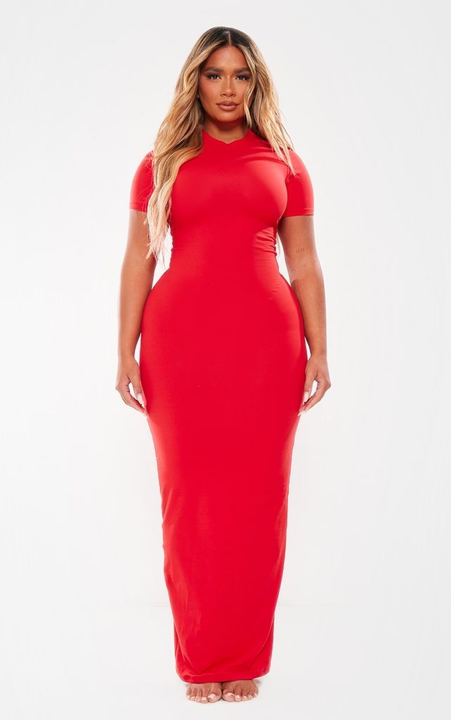 Shape Red Sculpted Maxi Dress, Red