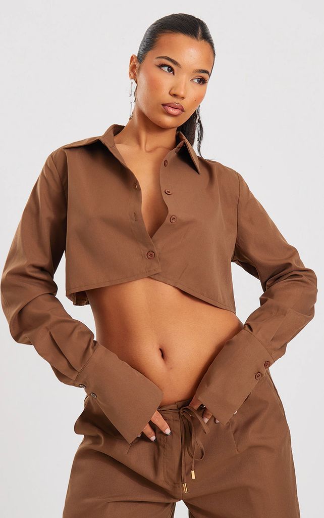 Mocha Cropped Shirt, Brown