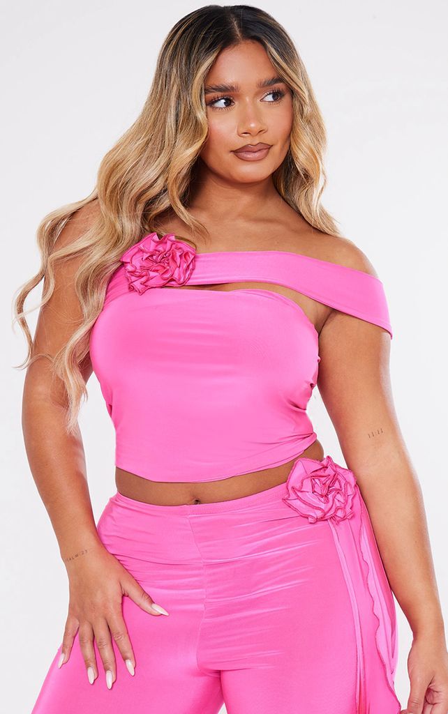 Shape Bright Pink Slinky Rose Bandeau Top, Bright Pink