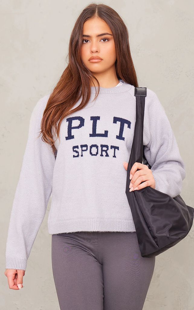 PLT SPORT Grey Knitted Sweatshirt, Grey