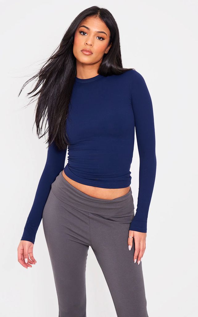 Tall Blue Contour Sculpt Long Sleeve T Shirt, Blue