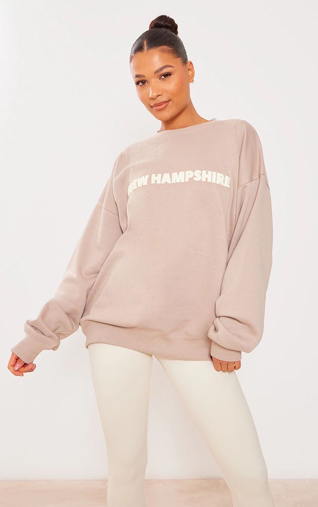 Taupe New Hampshire Puff Print Sweatshirt, Brown