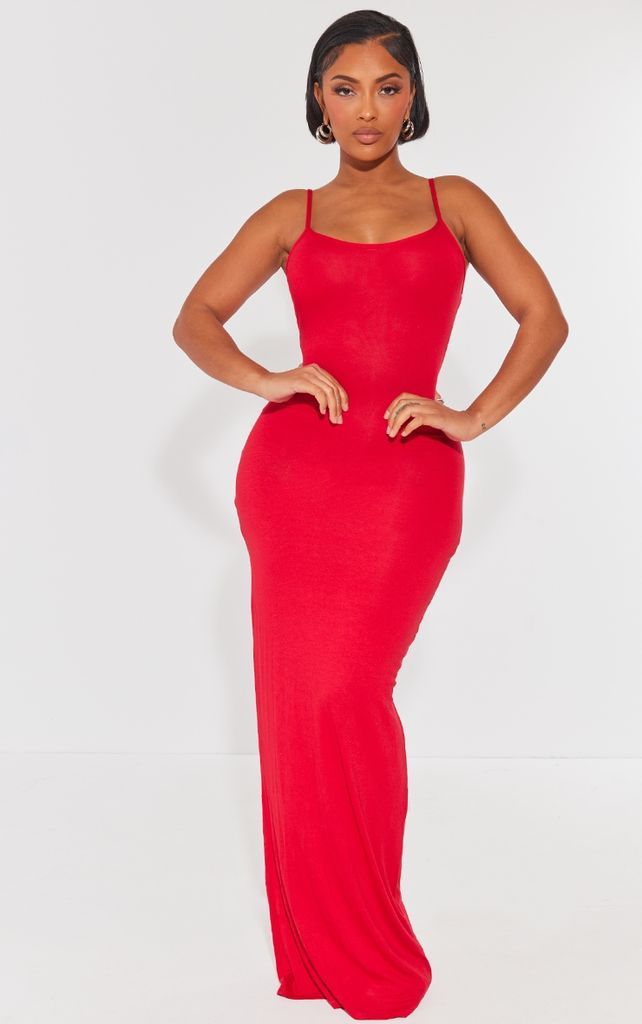 Shape Bright Red Jersey Strappy Maxi Dress, Bright Red