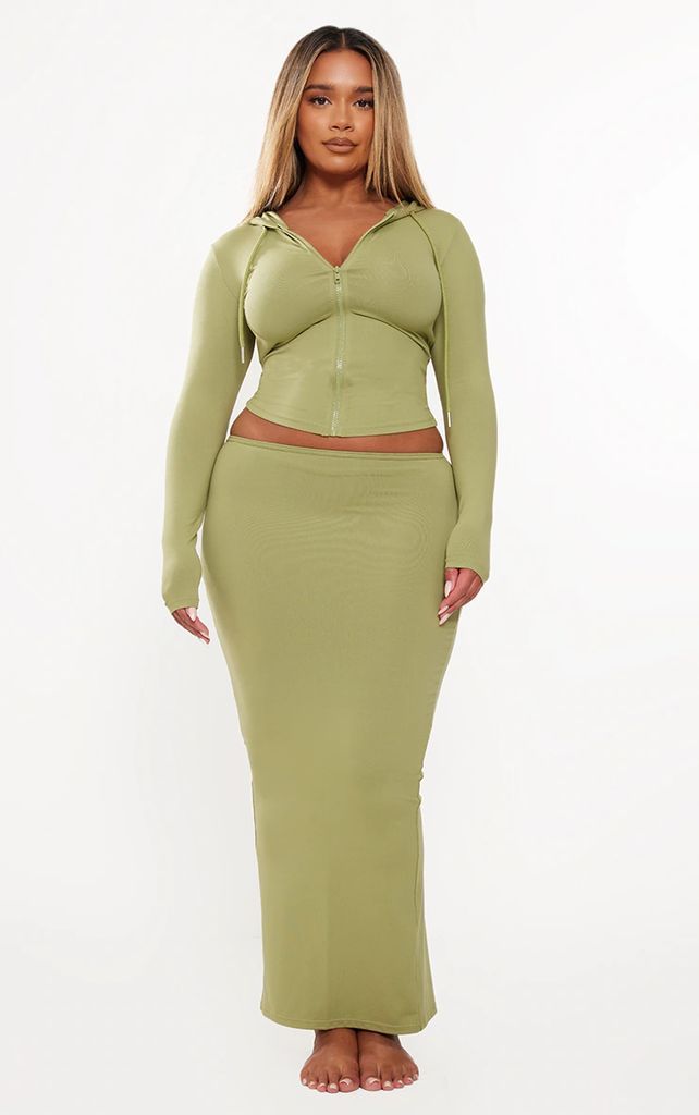 Shape Olive Sculpted Maxi Skirt, Green