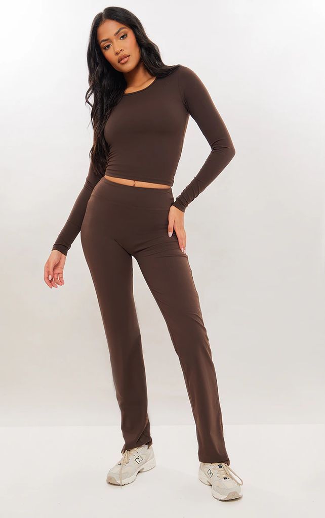 Tall Coffee Contour Sculpt Flare Trousers, Coffee