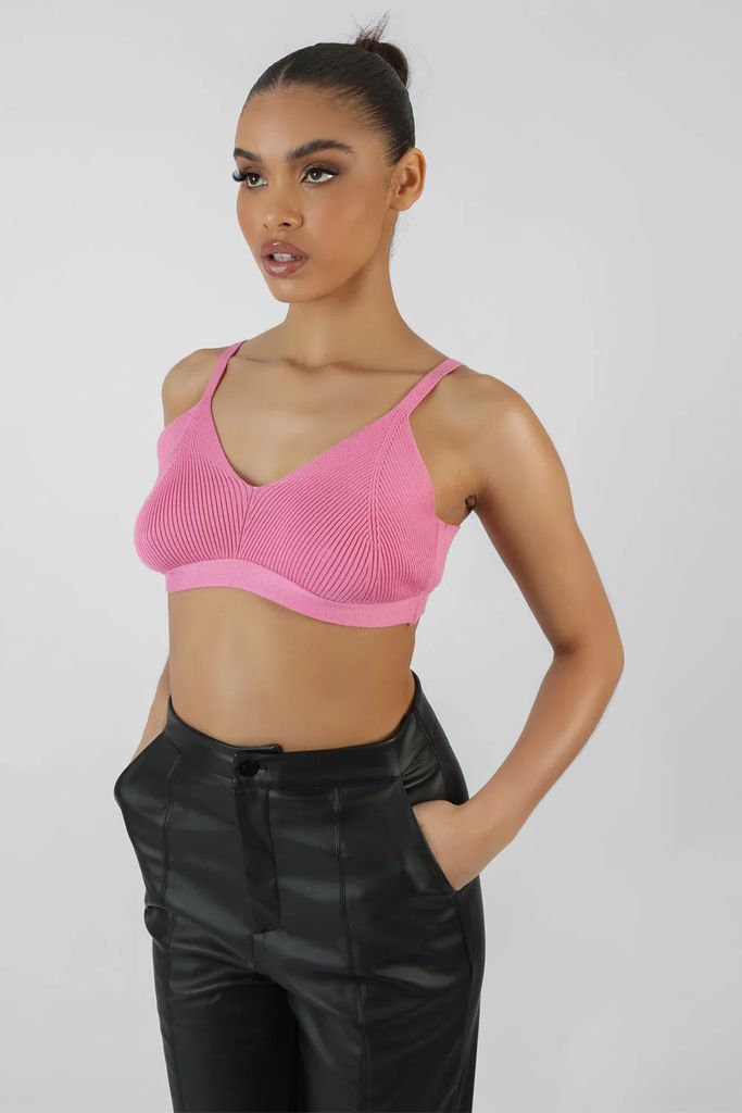 Triangle Knitted Bralet Pink