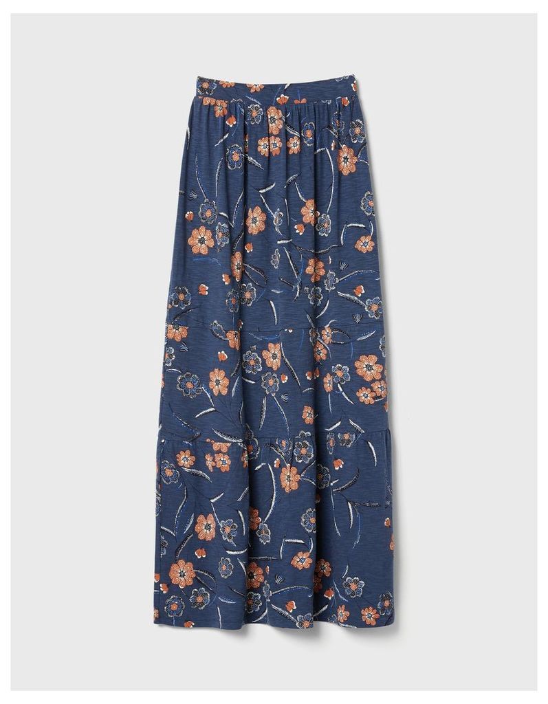 Fat Face Rue Sunset Floral Tiered Maxi Skirt