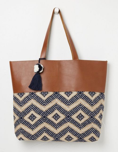 Tiana Leather Woven Tote Bag