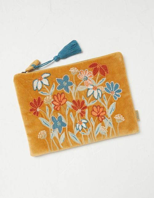 Embroidered Floral Pouch